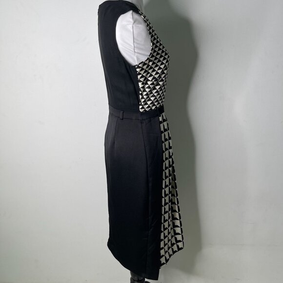 Malene Birger Women's Cream Black Geometric Print Shift Silk Dress Size 34 - Picture 4 of 16